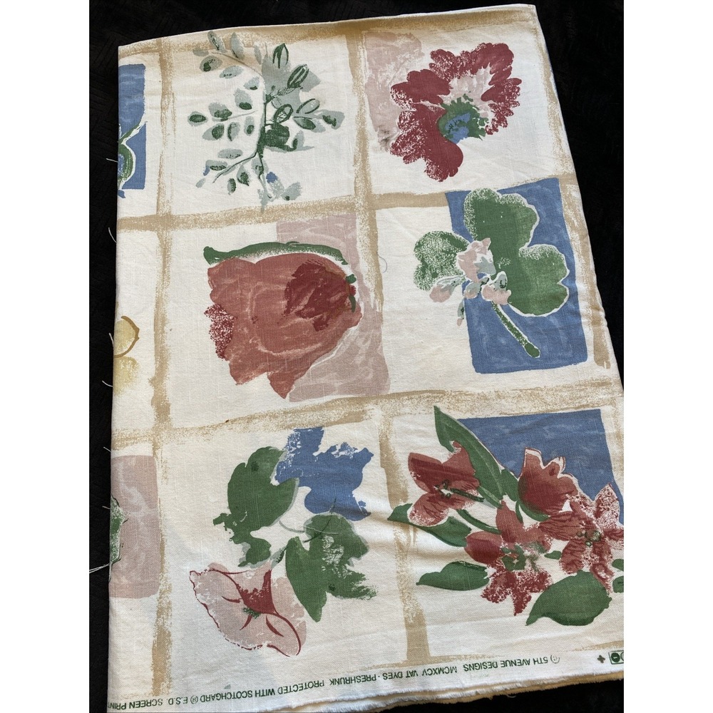 VTG 1995 5th Avenue Design FABRIC Floral 1.8 Yds X 52"‎ Pillows Decor More!